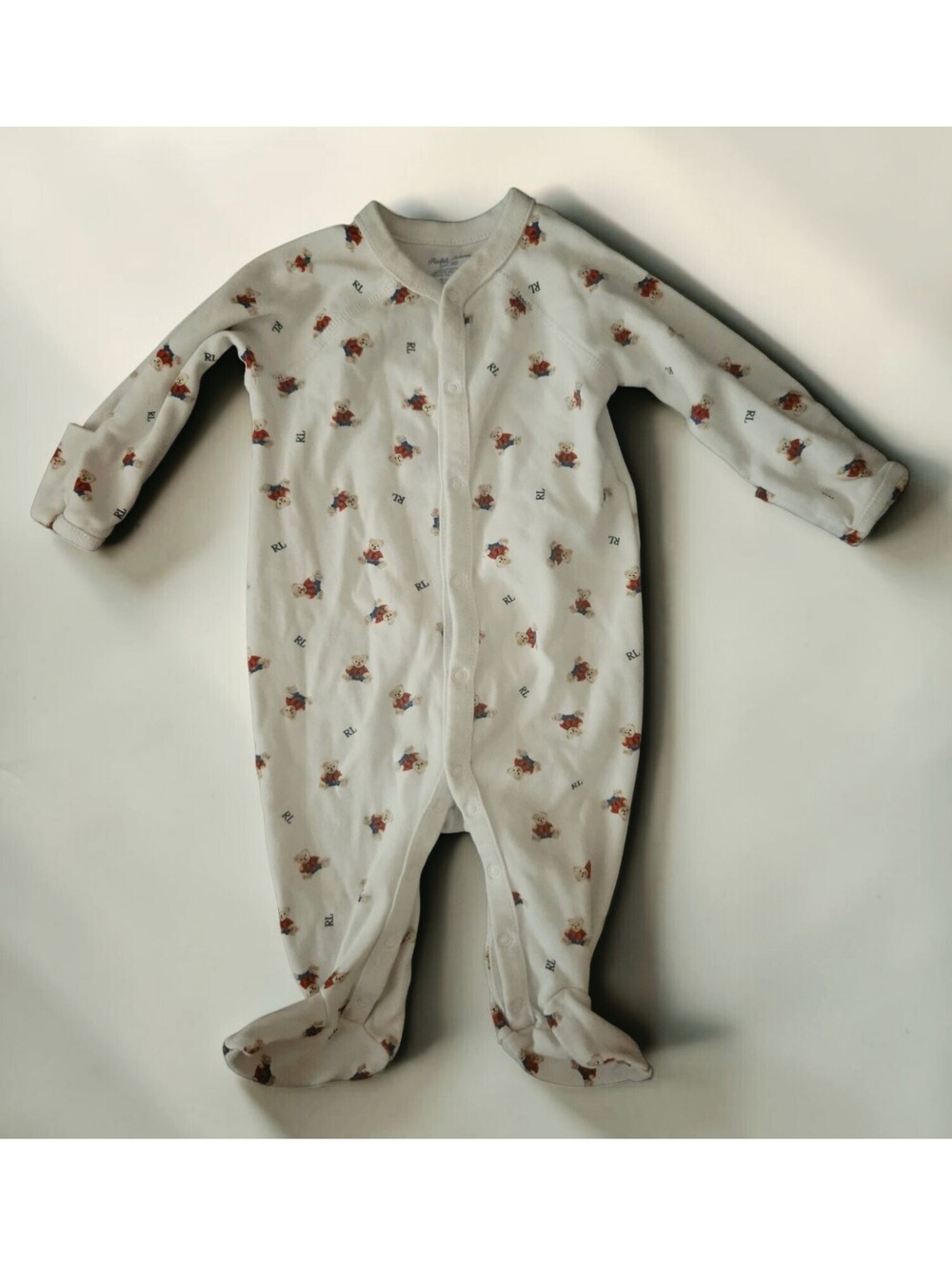 Ralph Lauren Polo Bear Footed One-Piece Pajamas Sleeper 3 months